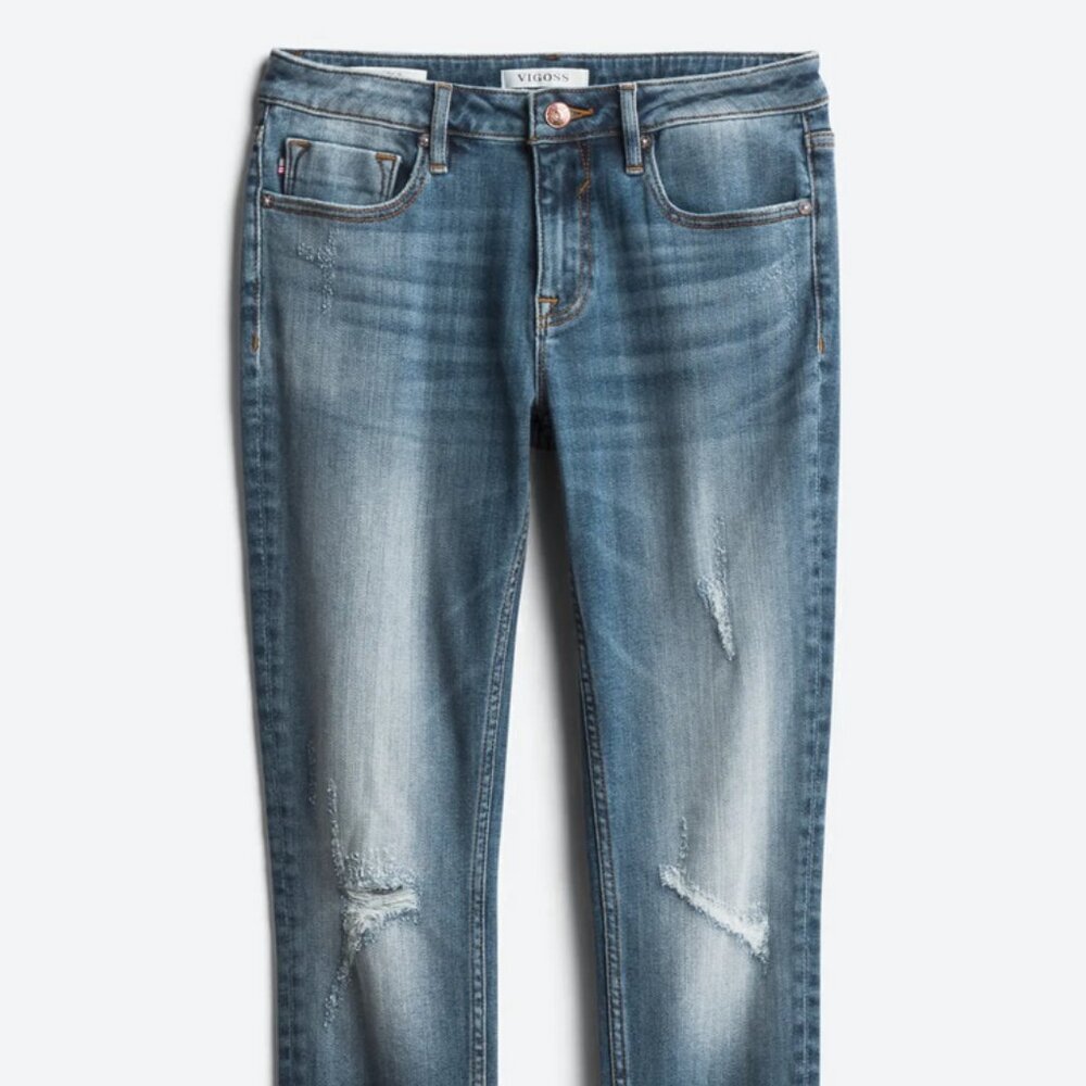 Vigoss Women's Skinny Jeans in Light Blue Distressed Wash